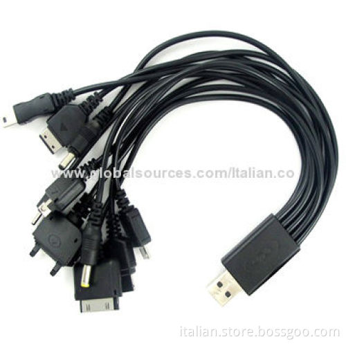 10-in-1 USB cable for iPhone 4/5 with 10 connectors